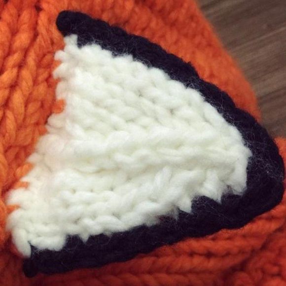 Fox Crocheted Cowl | Cute Animal Hoodies Winter Knit Hat Scarf 2-in-1 - Picture 5 of 7